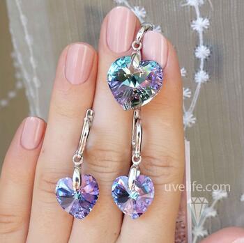 Набор сердца с кристаллами Swarovski